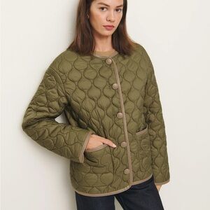 NWOT Reformation Cassidy Jacket in Green Quilted - Large